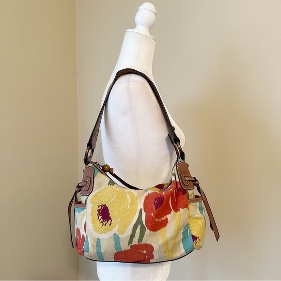 Fossil Floral Fabric Leather Trim Shoulder Bag - Picture 2 of 15